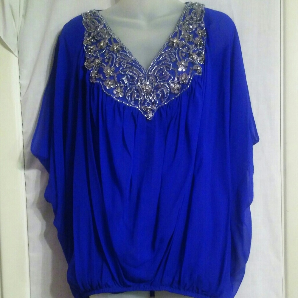 Neiman Marcus Badgley Mischka Beaded Blouse